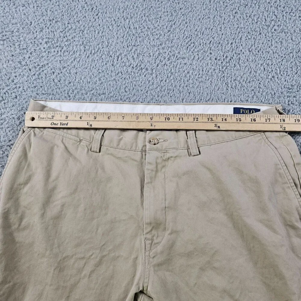 Polo Ralph Lauren Pants Mens 36x30 Beige Chino Classic Flat Front Preppy Casual
